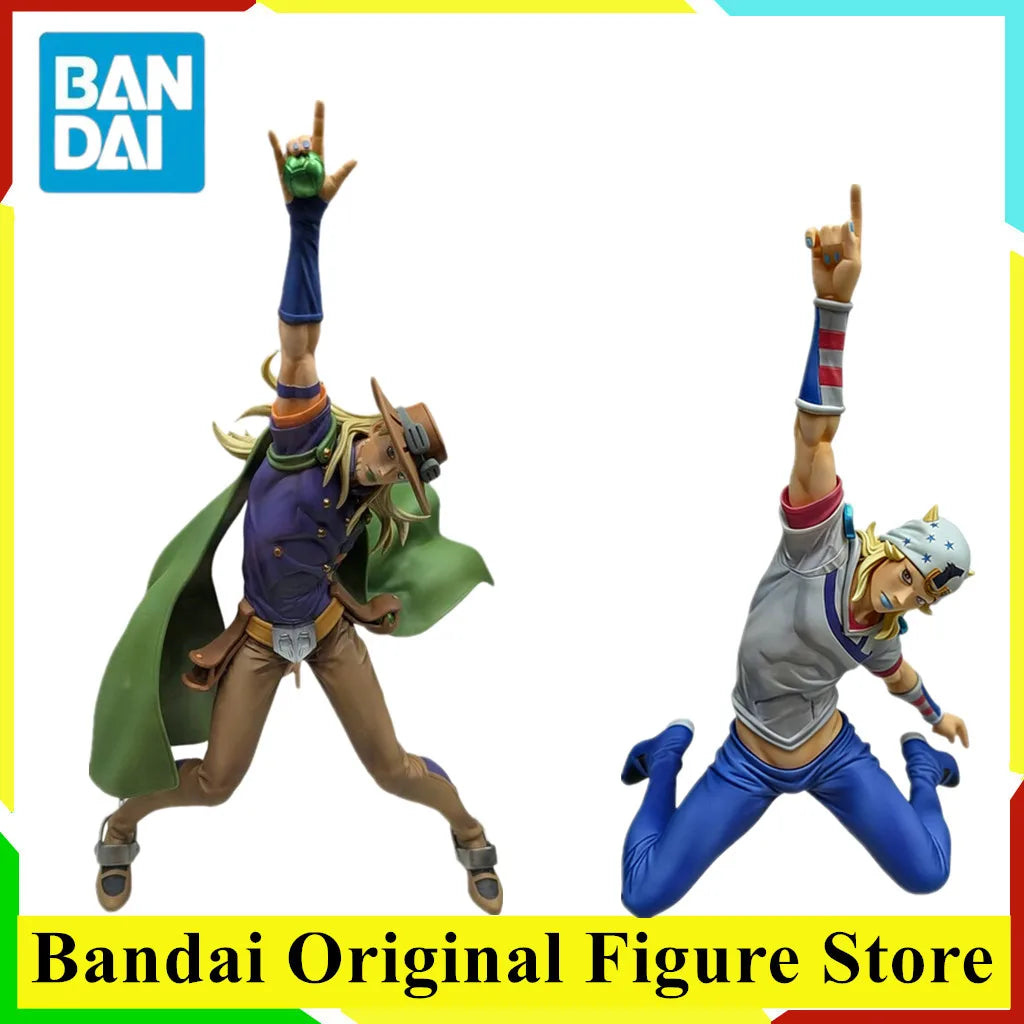 Original BANDAI Mometria Gyro Zeppeli Johnny Joestar JOJO Steel Ball Run Action Figure Toys PVC Model Collection