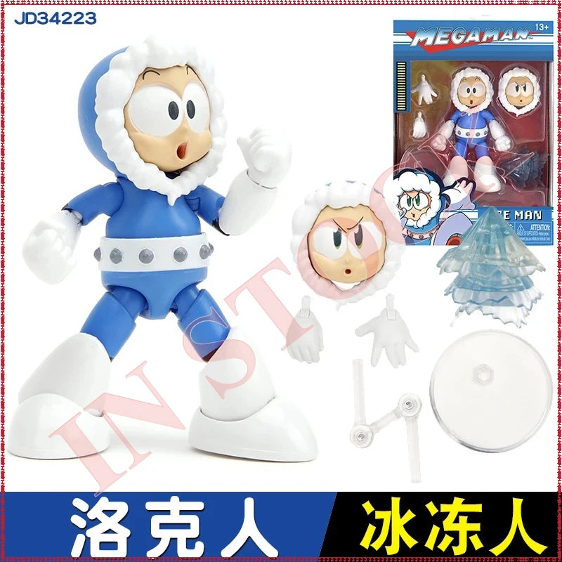Jada Toy 1/12 Mega Man Action Figure Flame Man Frozen Man Fully Articulated Collectible Model Toy Joint Game Character Figurine