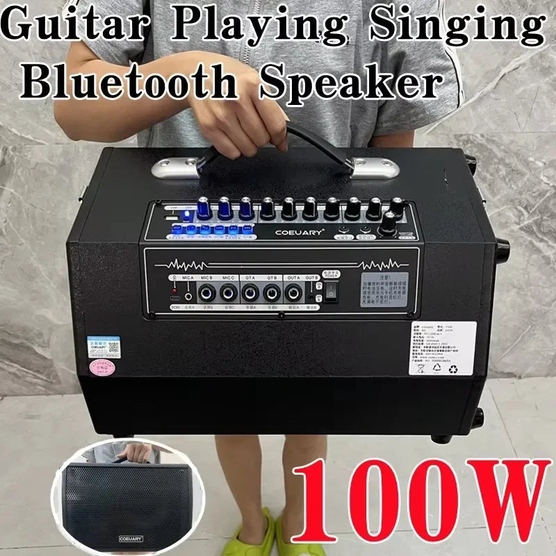 100W High Power Portable Caixa De Som Bluetooth Speaker Electric Guitar Amplifier Outdoor Playing And Singing Bass Subwoofer AUX