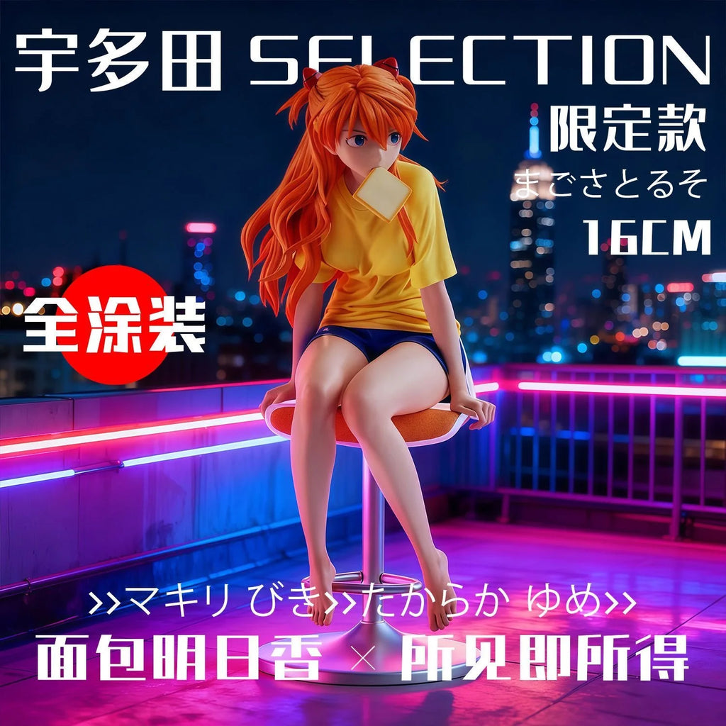 InStock Bandai Evangelion Asuka Langley Figure Japanese Version Upgrade Painting Official EVA Anime Collectible Desktop Ornament