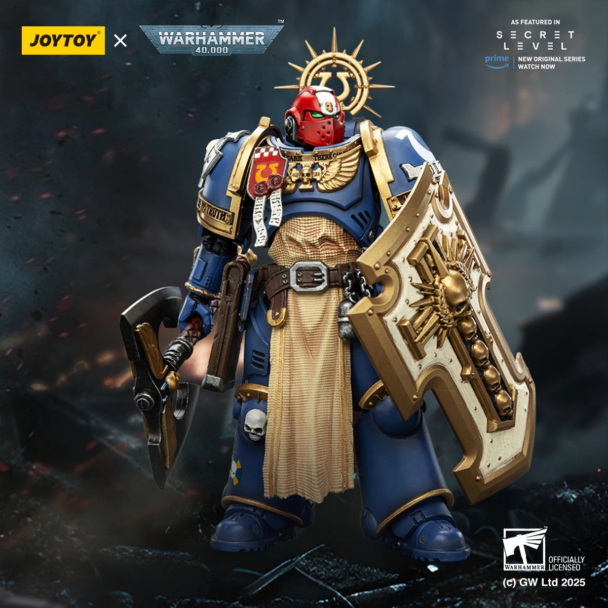 【MT】JOYTOY Warhammer 40K Ultramarines Metaurus with Power Axe Stormshield and Plasma Pistol  1/18 Action Figure Model