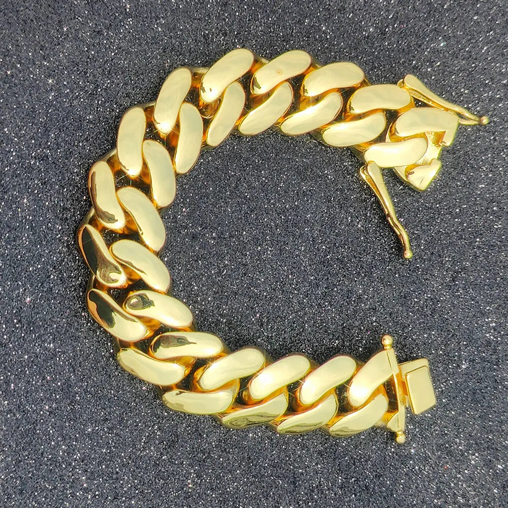 Herren 22mm Cuban Link Armband Hip Hop Schwere Messing Miami Cuban Link Kette Chunky Armband Schmuck Für Jungen Geschenk Drop Shipping