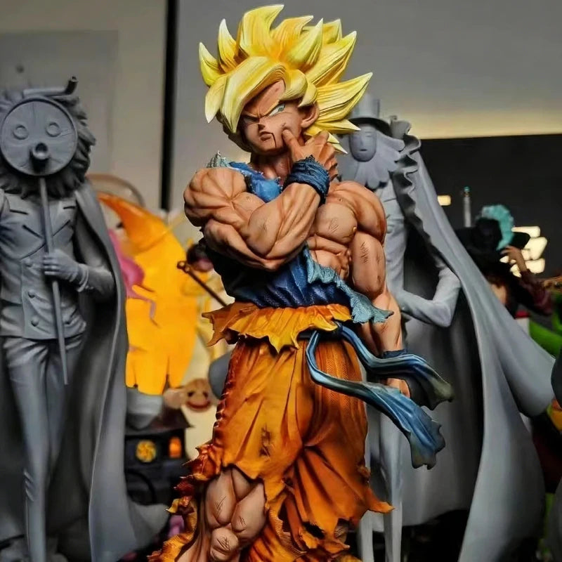 Dragon Ball GK 32cm Super Saiyan Goku Pinch Face Action Figure With Base Collectible Model Anime Statue Desktop Decor Gift Toy