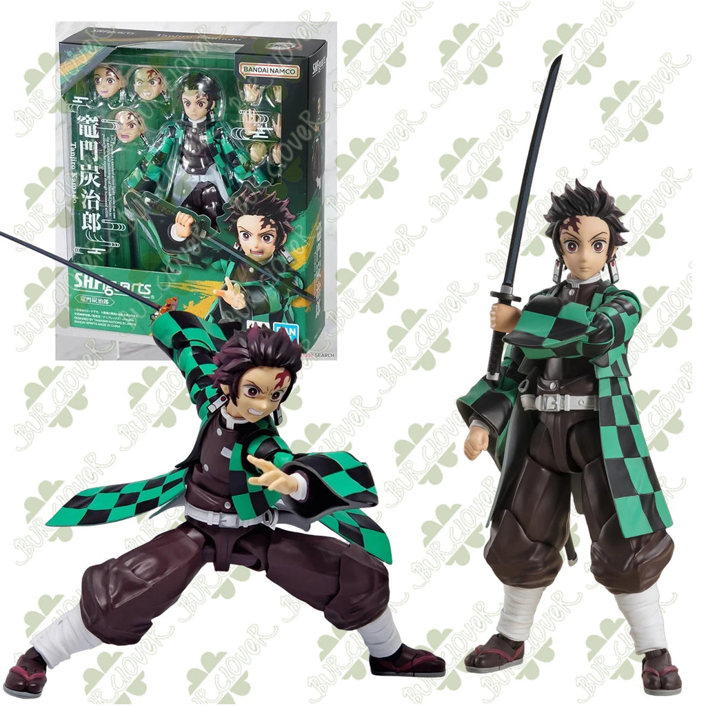 Bandai SHF Demon Slayer: Kimetsu no Yaiba Tanjiro Kamado Nezuko Kamado Akaza Action Figures Collectibles Premium Poseable