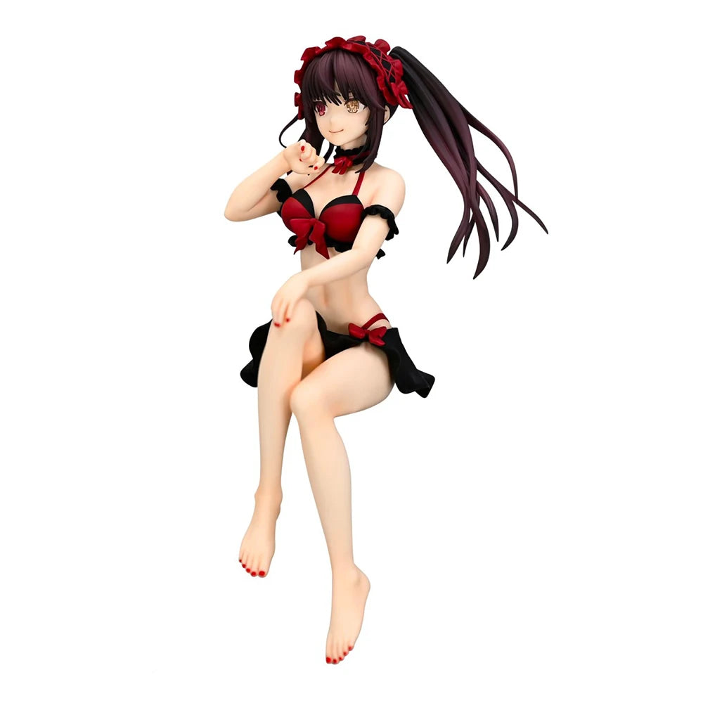 Anime Tokisaki Kurumi Figure Sitting pose Action Figure Swimsuit Style Model Desktop Ornaments Collection Child toy Gifts 16cm