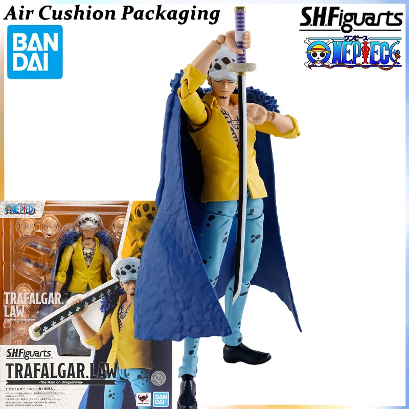 Bandai Genuine S.H.F Series One Piece Onigashima Raid Luffy Sanji Zoro Magical Anime Power of The Devil Action Figures Model Toy