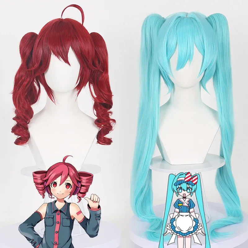 Super Long Synthetic Wigs with Bangs for Women Water Wave Halloween Anime Hatsune Miku Cosplay Natural Hair Wig Heat Resistant