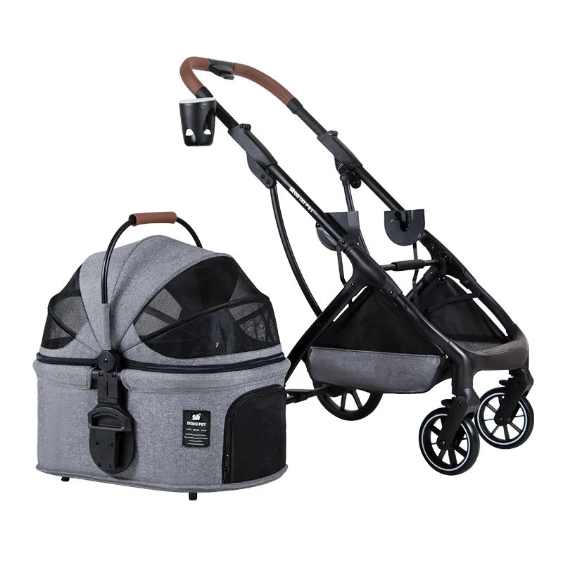 Detachable Pet Stroller Aluminium Alloy Dog Trolley for Corgi Teddy Cat Cart Load Bearing 20kg Dog Strollers for Small Dogs
