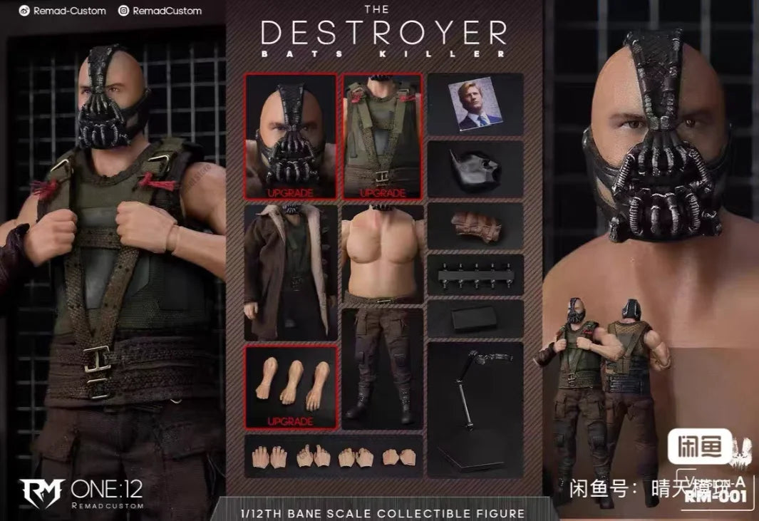 [In Stock] Remad - Custom Action Figure for Men, 1/12 Scale RM-001, Motorcycle Trench Coat Destroyer, Bane Villain Mini