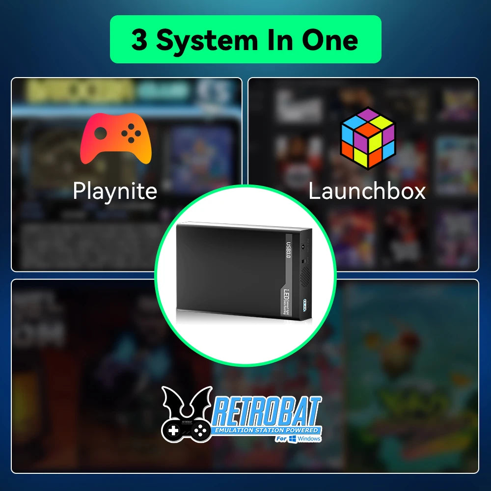 MIX500G Spielfestplatte mit über 38200 Retro-/PC-Spielen, Plug &amp; Play-Spielkonsolen für PS3/PS2/Switch/SNES/XBOX/N64/WII/GBA für Windows