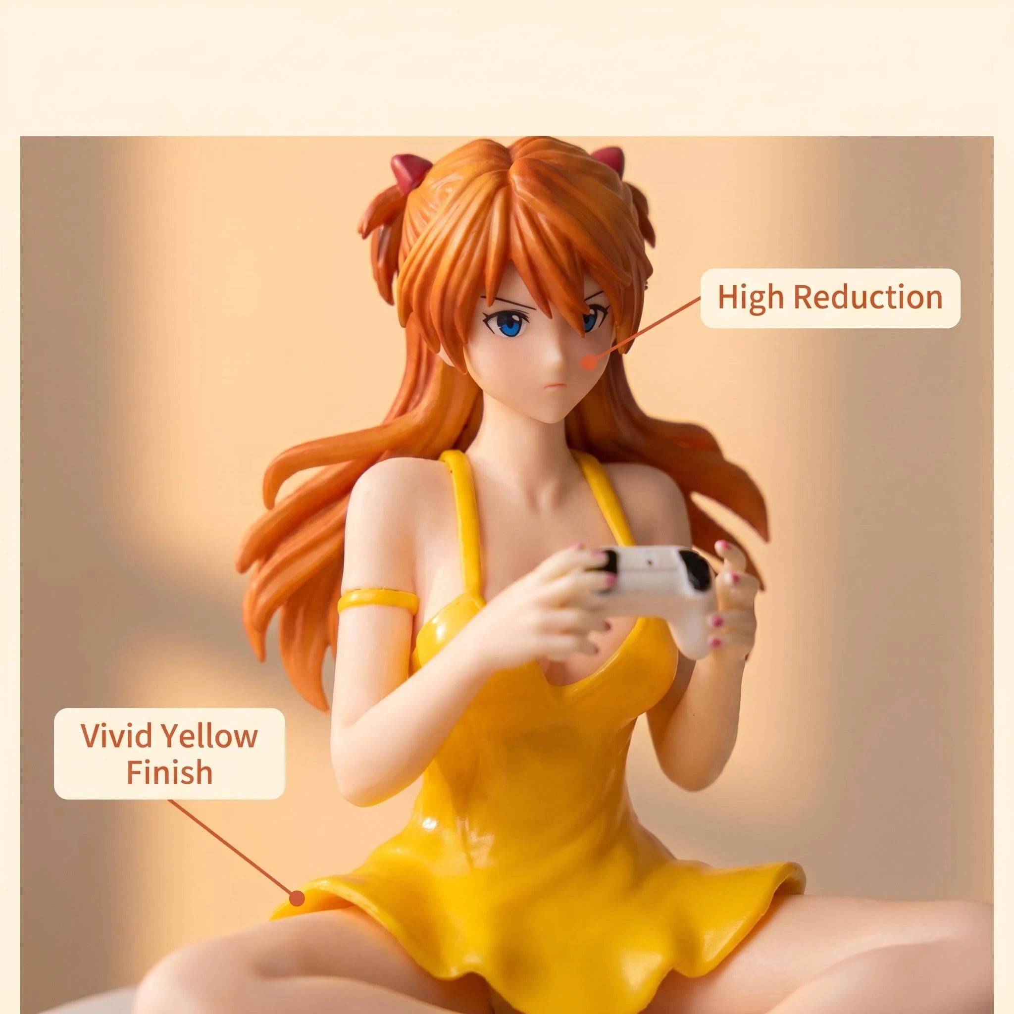 11cm Gaming Ver Figure EVA Kawaii Girl Yellow Dress Sitting Pose Anime Action Figurine Collectible Model Doll Birthday Gift