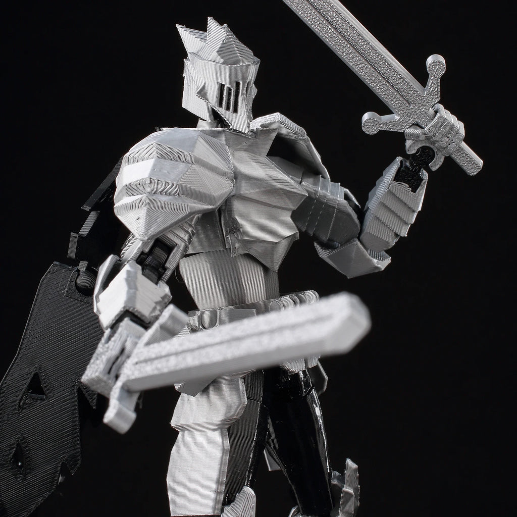 9L3D Lucky13 Silver Knight Robot Action Figure Dummy13 with Giant Sword T13 Multi-Jointed 3D Printed Collectible Toy Titan13