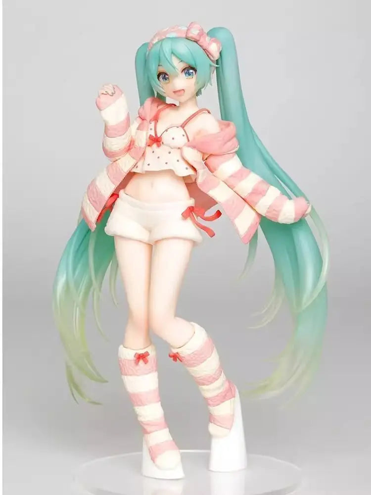 20CM Anime Hatsune Miku Home Clothes Pajamas Dress Up Standing Model Toy Gift For Children Collection PVC Action Figure Boxed