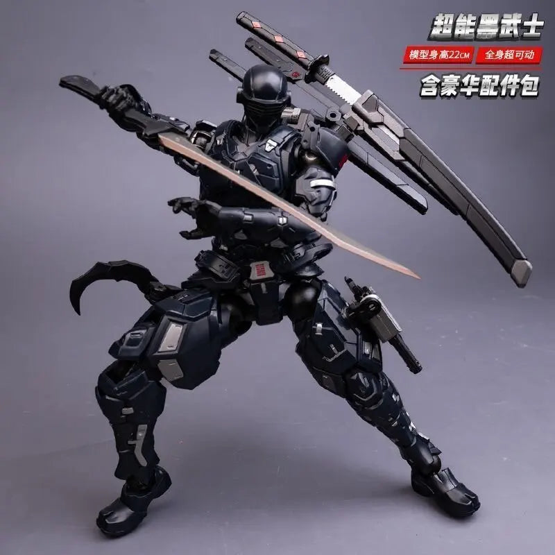 In Stock 22cm SC001 Snake Eyes Super Black Warrior Mecha Ninja Action Figure 1/10 Articulated Finished Model Collectible Toy