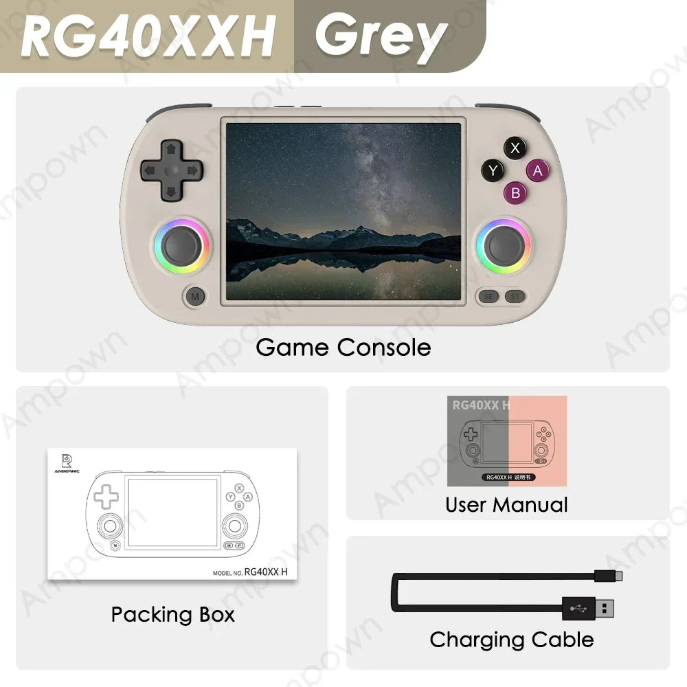 ANBERNIC RG40XX H Handheld Game Console 4'' Screen Linux System Joystick RGB Lighting Effect RG40XXH Video Player Trimui Console