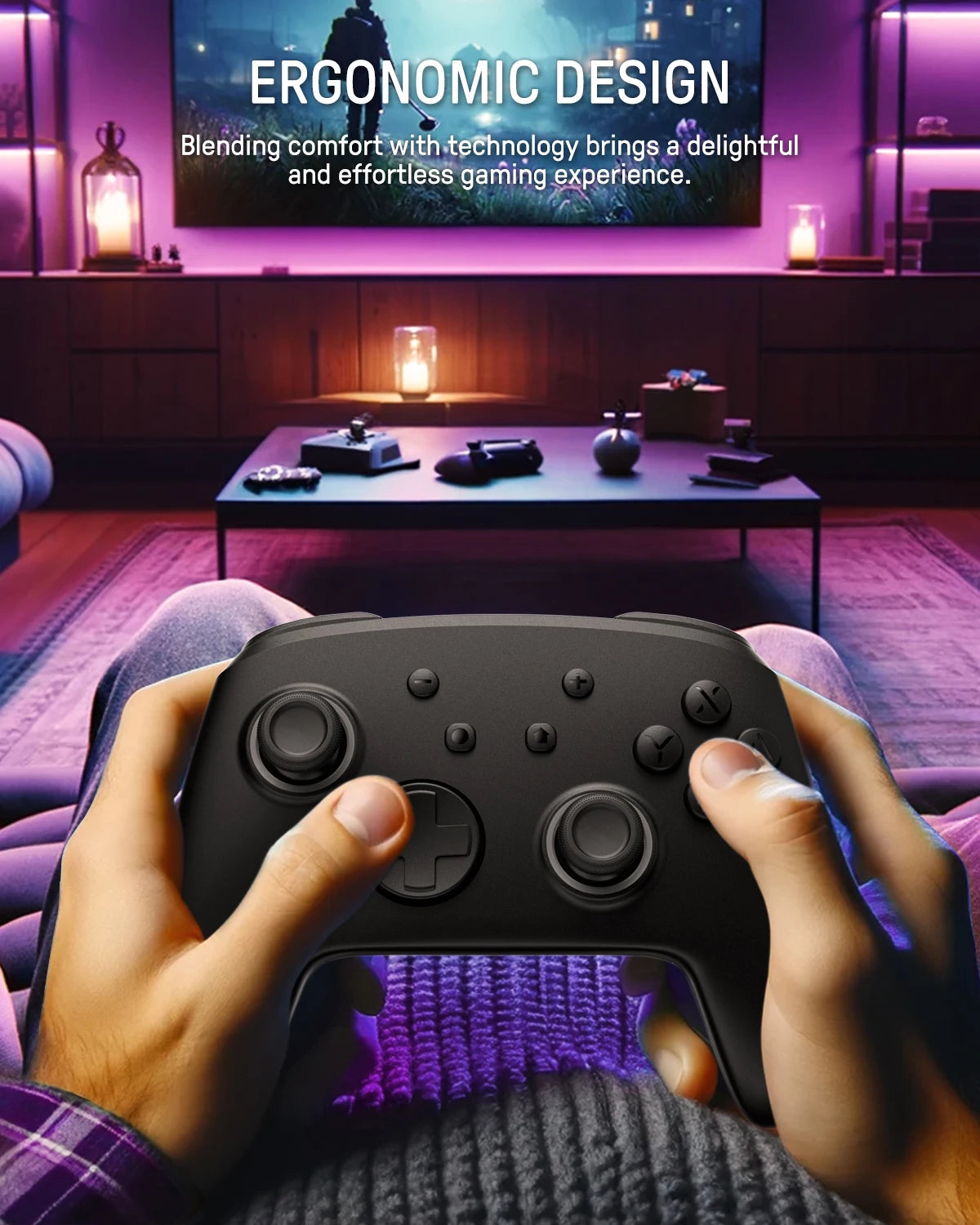 FUNLAB Firefly Luminous Pattern Wireless Pro Controller For Nintendo Switch 2/1 with 7 LED Colors/NS/Paddle/Turbo/Motion Control