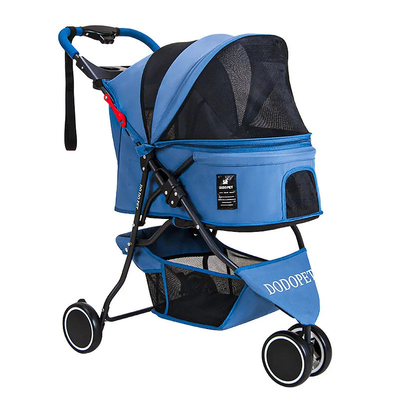 20kg Heavy-Duty Pet Stroller for Dogs/Cats - Foldable Lightweight Carrier with Breathable Mesh & All-Terrain Wheels