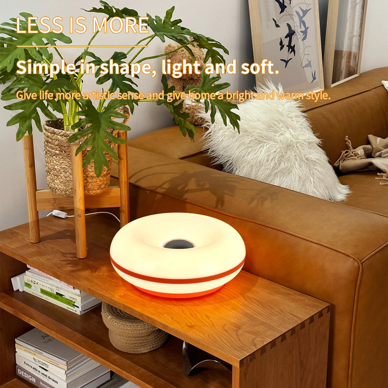 Bauhaus donut table lamp USB plug bedroom bedside decorative light living room dining room ambient light