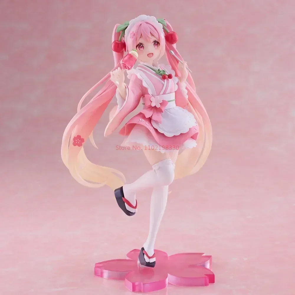18CM Original Hatsune Miku Coreful Sakura Wafuu Kissa Ver. Maid Figure Anime Figurine Model Collectible Toys Kawaii Gift