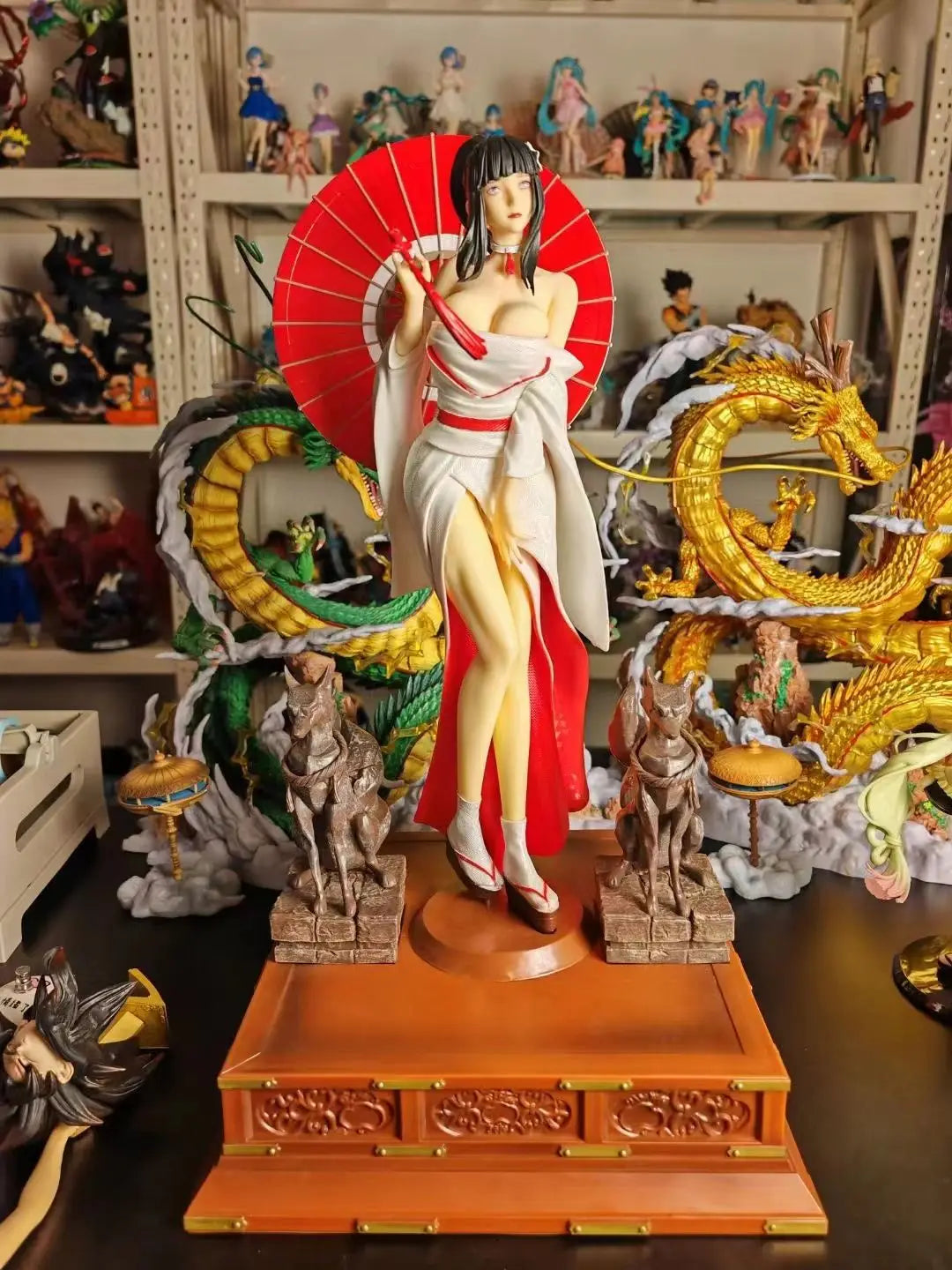 Naruto Kimono Hinata anime figures Can Favorite sexy move PVC Beautiful Dance girl Hold an umbrella 23.62Inch/60cm toys Gifts