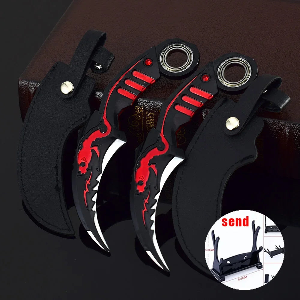 6,7 Zoll chinesischer Drache Karambit Metall Dark Moon Double Thorn Modell Spiel Leben und Tod Peripheriegeräte Golden Dragon Claw Knife Toy