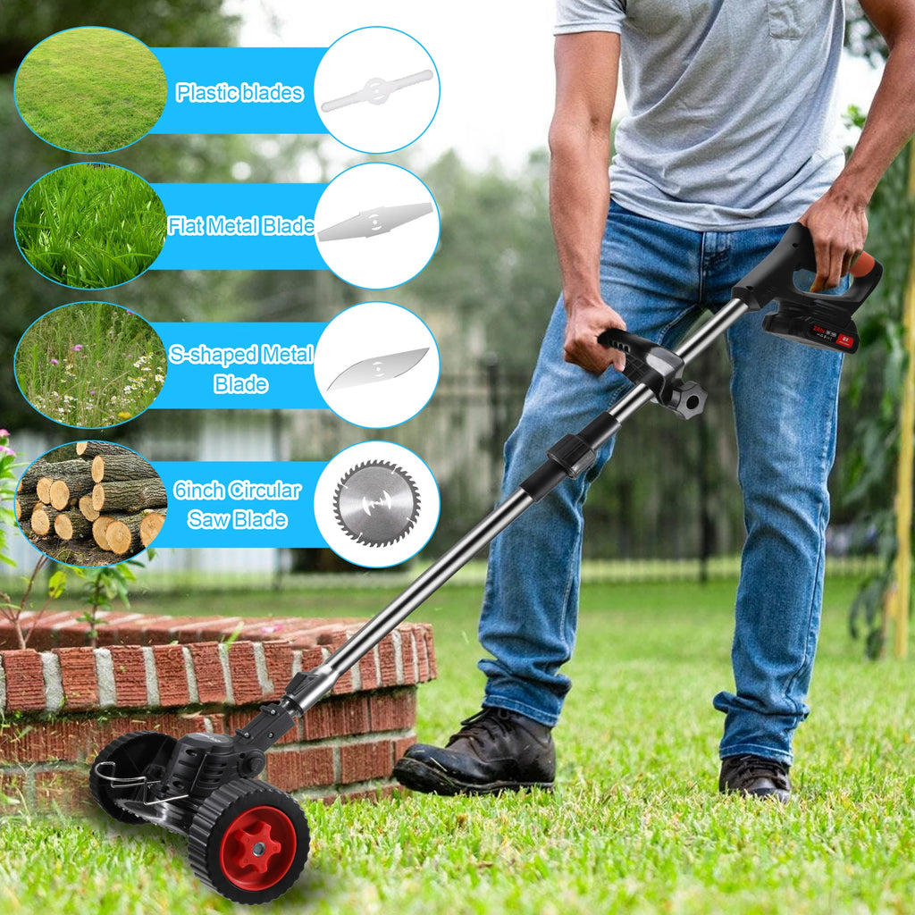 Electric Lawn Mower Cordless Grass Trimmer 21V 1300mAh Rechargeable Battery Fast Charger Power Electric Lawn Mower Garden Tools