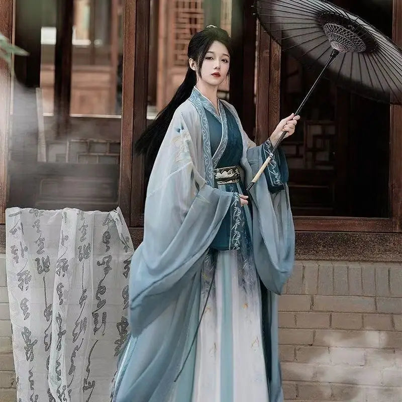 Chinese Song Dynasty Hanfu Men Women Traditional Bamboo Elements Printing Costume Stylish Halloween Wuxia Swordsman Cosplay Suit