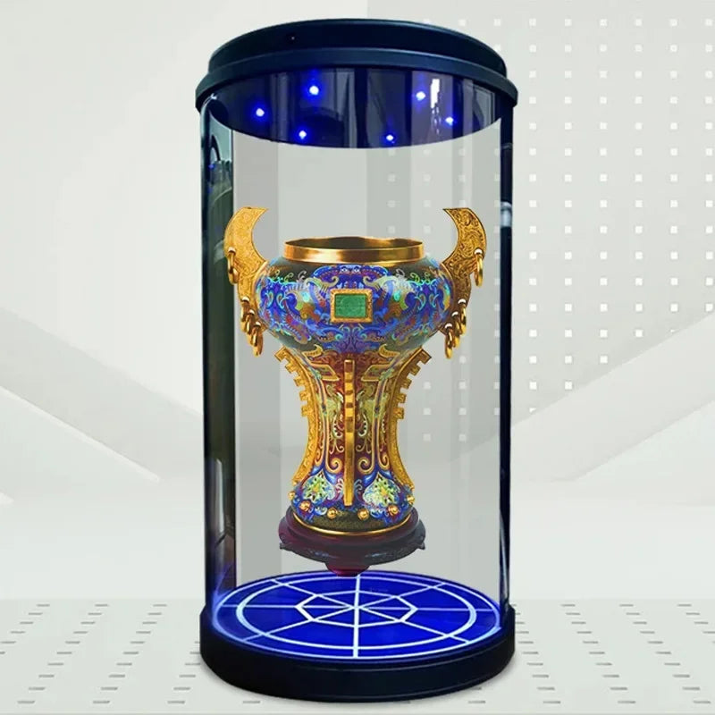 Cylinder 3D holographic projection interactive transparent display holographic 3D technology display