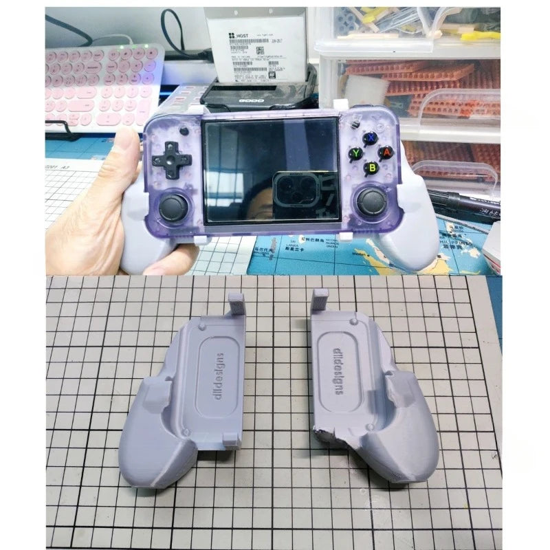 For Anbernic RG35XX H rg35xxh 3D Printing Game Console Hand Gamepads Grip Handle Palm Base Display Table Hole Plate Bracket