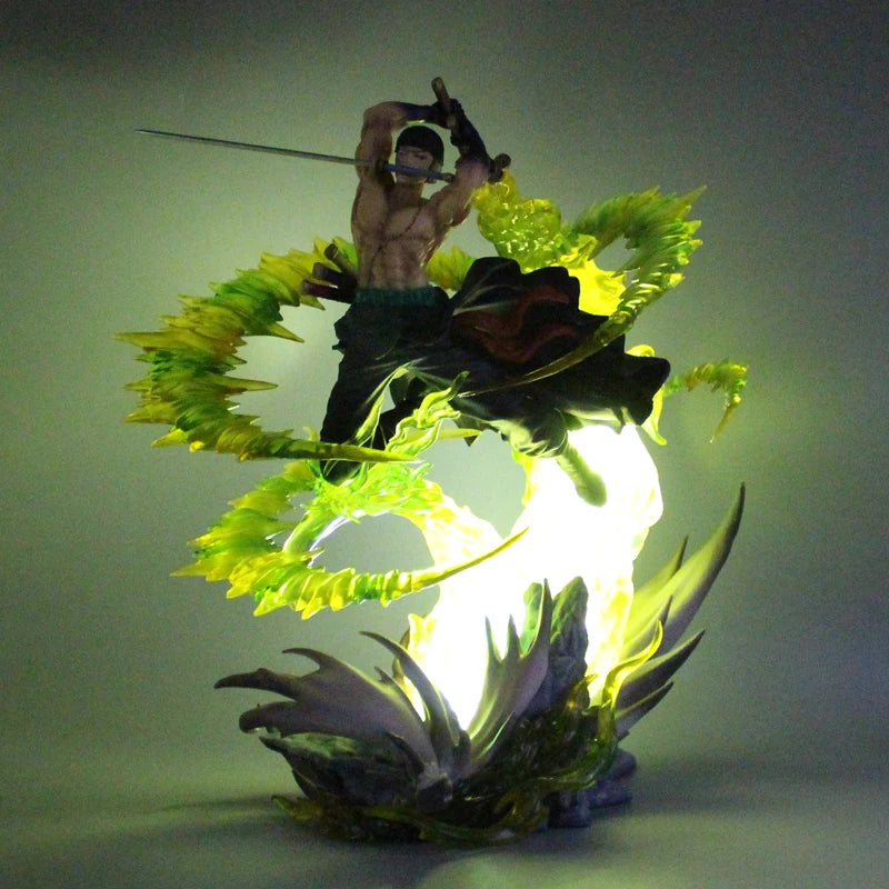 One Piece Figure Zoro 30cm Figures Roronoa Zoro Anime Figure With Light Standing Model Pvc Collect Ornament Birthday Gift Toys