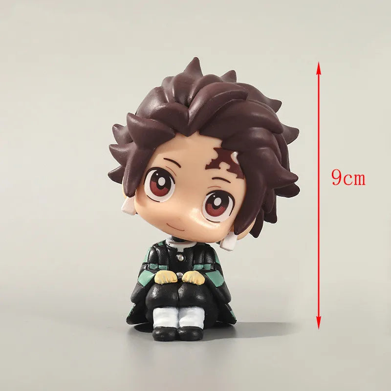 Anime 8/9cm Cute Q Versão Demon Slayer Action Figure Sentada Tanjiro Kamado Nezuko PVC Action Model Kid Toy Gift
