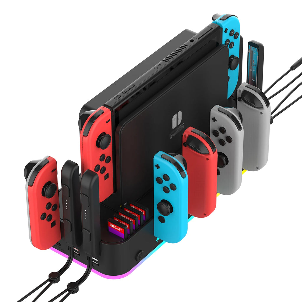 IPEGA PG-SW107 RGB Switch-Wandhalterung mit Joy-Con-Ladegerät, Switch-Halterung für Nintendo Switch/OLED mit Switch-Organizer 