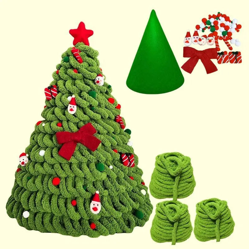 Christmas Tree Cat Bed DIY Yarn Tools Package Homemade Puppy Nest for Autumn Winter Warmth Handmade Holiday Gifts for Home Decor