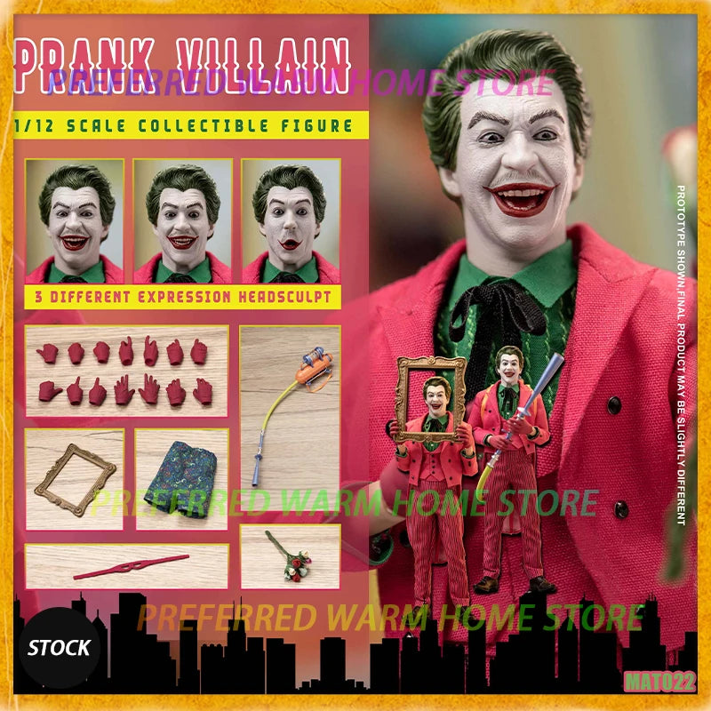 In Stock Mars Toys Joker 1996 PRANK VILLAIN 1/12 Scale Collectible Figure Movability Model Toys Collection Cloth clothes MAT022