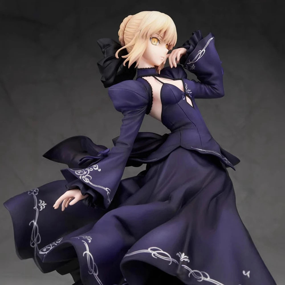 23CM Anime Gekijouban Fate/stay night Heaven's Feel Altria Pendragon Black Dress Up Saber Alter Model Toy Gift Action Figure PVC