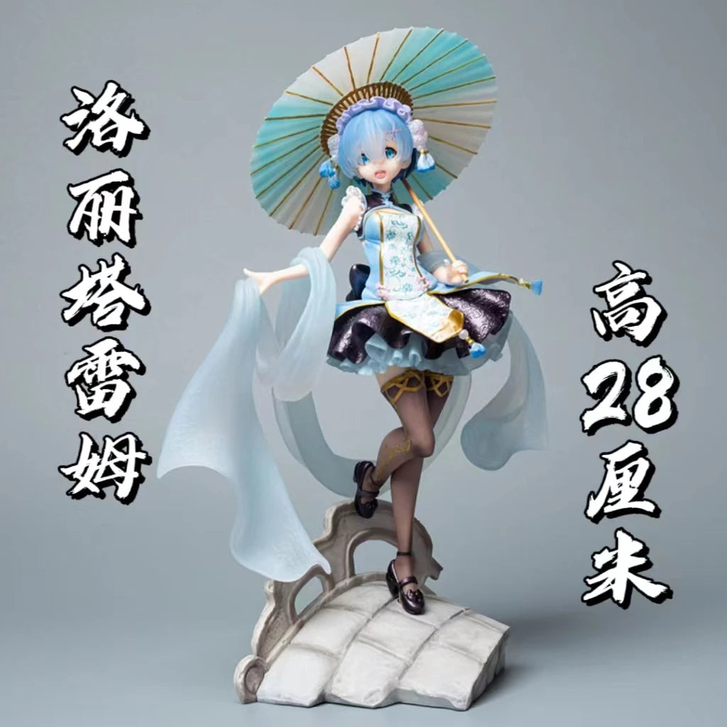 Anime Re:zero Starting Life In Another World Emilia Crystal Dress Ver. 1/7 Complete Pvc Action Figure Model Light Up Gifts Toys