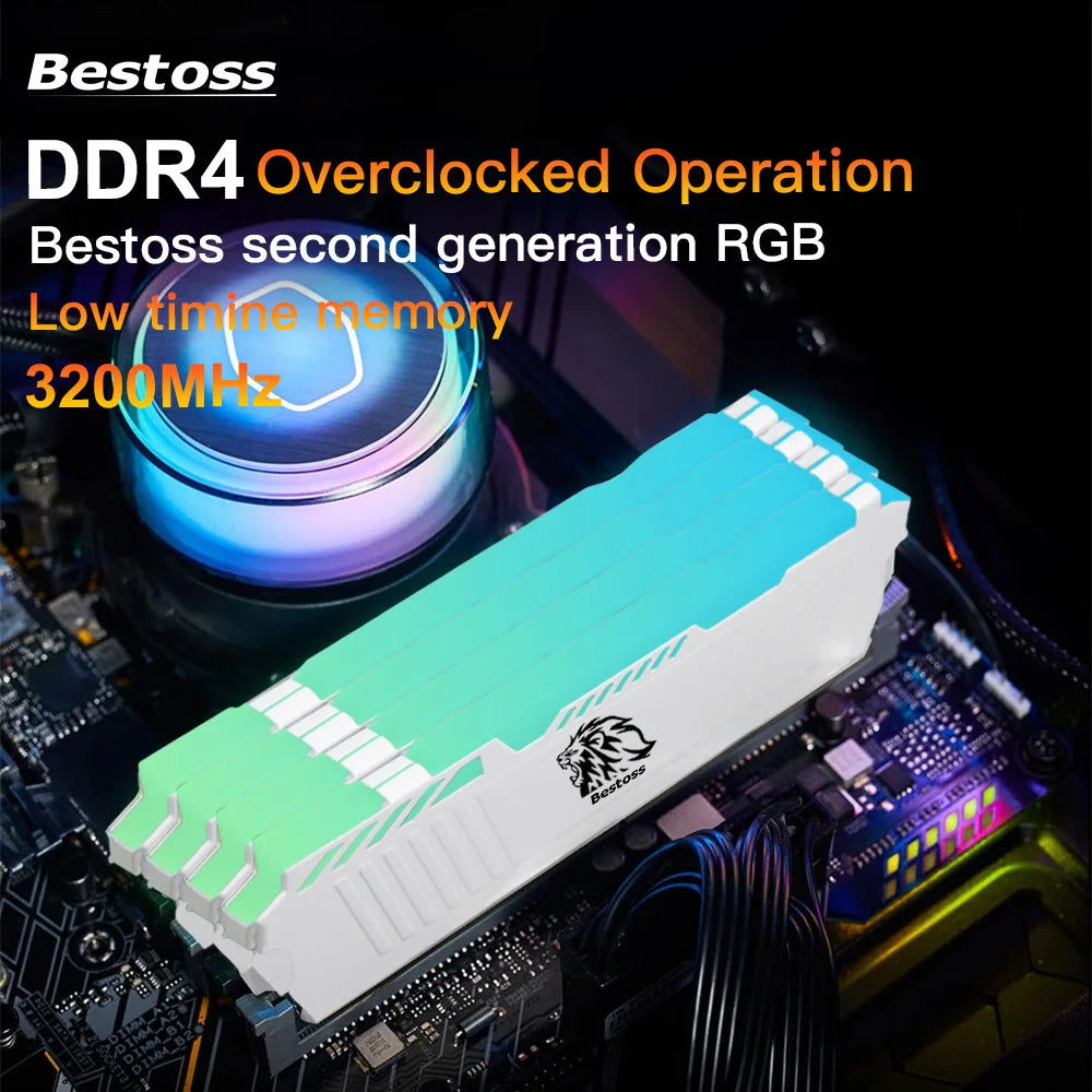 Bestoss Memory Ram ddr4 8GB16GB 32GB XMP 2.0 3200mhz 288pin 1.2V U-DIMM RGB Memoria for Diy Gaming Computer