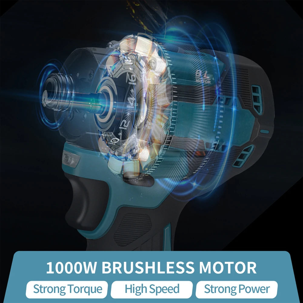 1000W 20+1 Torque 1/4inch Brushless Electric Screwdriver Cordless Electric Drill Power Tool for Makita 18v Battery 280N.m