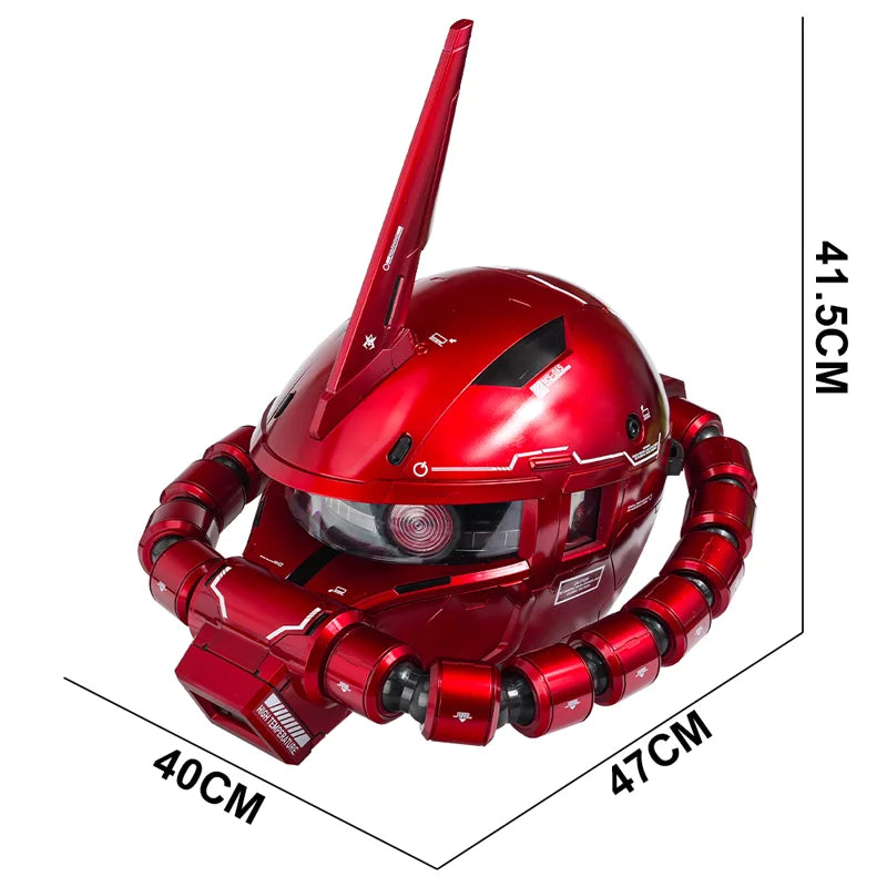 Red Zaku Warrior Helmet Mobile Suit Anime Figure Desktop Ornament Doll Collectible Model Comic-Con Cosplay Props Boy Toy Gift