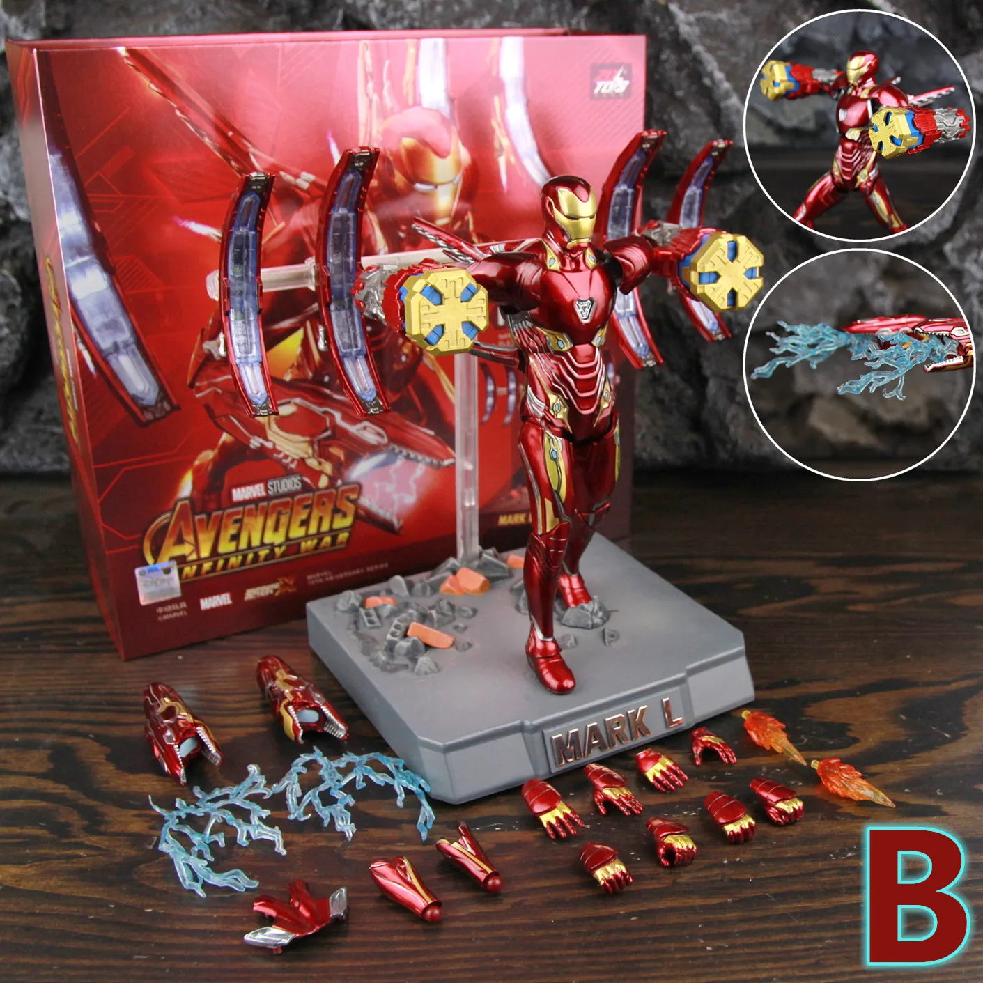 ZD Toys Deluxe Ironman Mark L 50 MK50 Nano Armor Weapons 7" Action Figure LED Light Platform Tony Stark Infinity War Model Doll