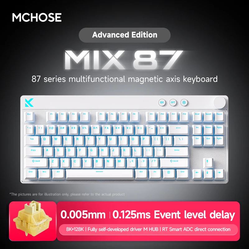 MCHOSE MIX87 Magnetic Swtich Keyboard Wired Gaming Keyboard 8K+256K Esport 0.08ms Low Latency E-Sports Custom Gamer Accessories