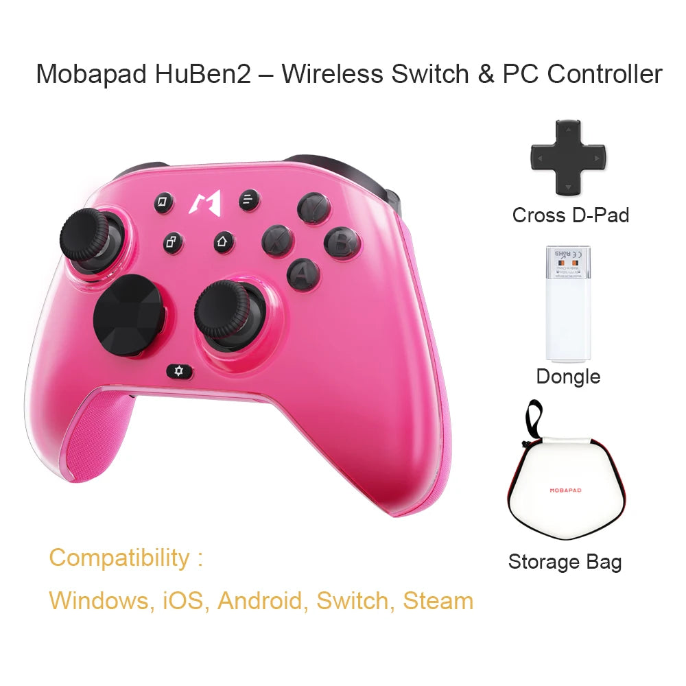 MOBAPAD HuBen2 Mechanical Controller for Nintendo Switch1/2 Wireless PC Gamepad for Android iOS Steam Windows 10/11 Joysticks