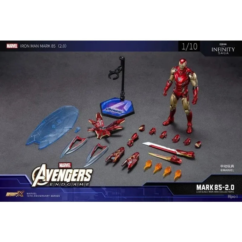 Original ZD TOYS MARVEL Iron Man MK85 2.0 Glowing Version Anime Figure Toys Model Collection