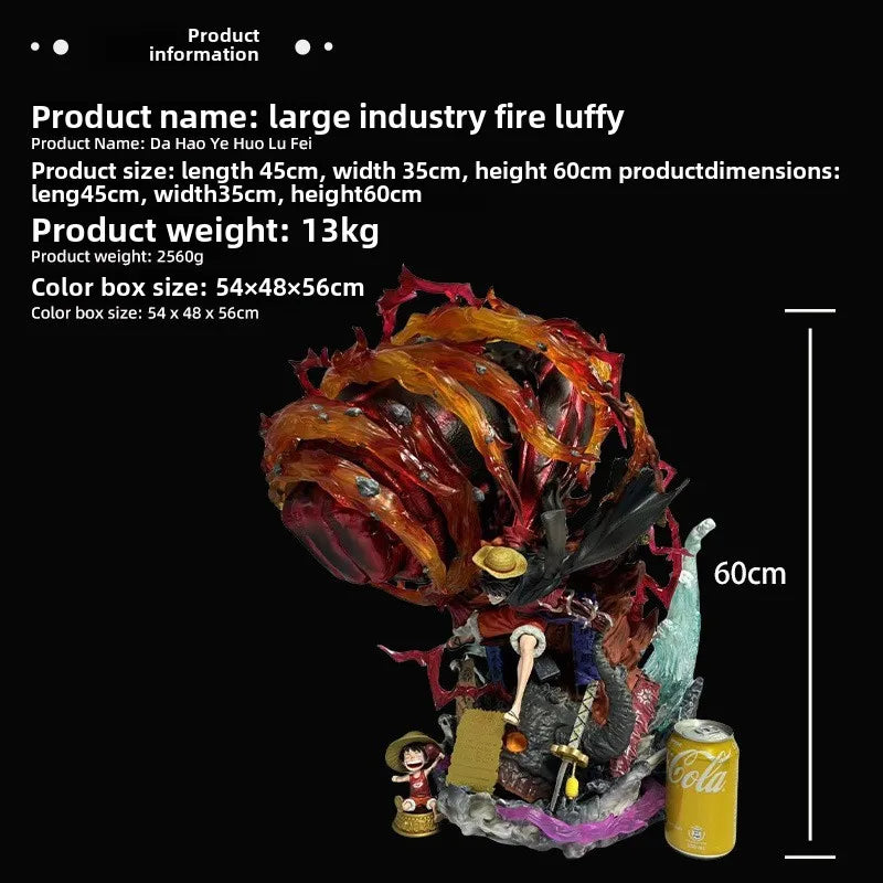 60 cm große LED-Anime-Figur von Luffy aus One Piece (GK Gear 5 Monkey D. Luffy) – Actionfigur, Statue, großes Karma-PVC-Sammlermodell, Spielzeug, Geschenk