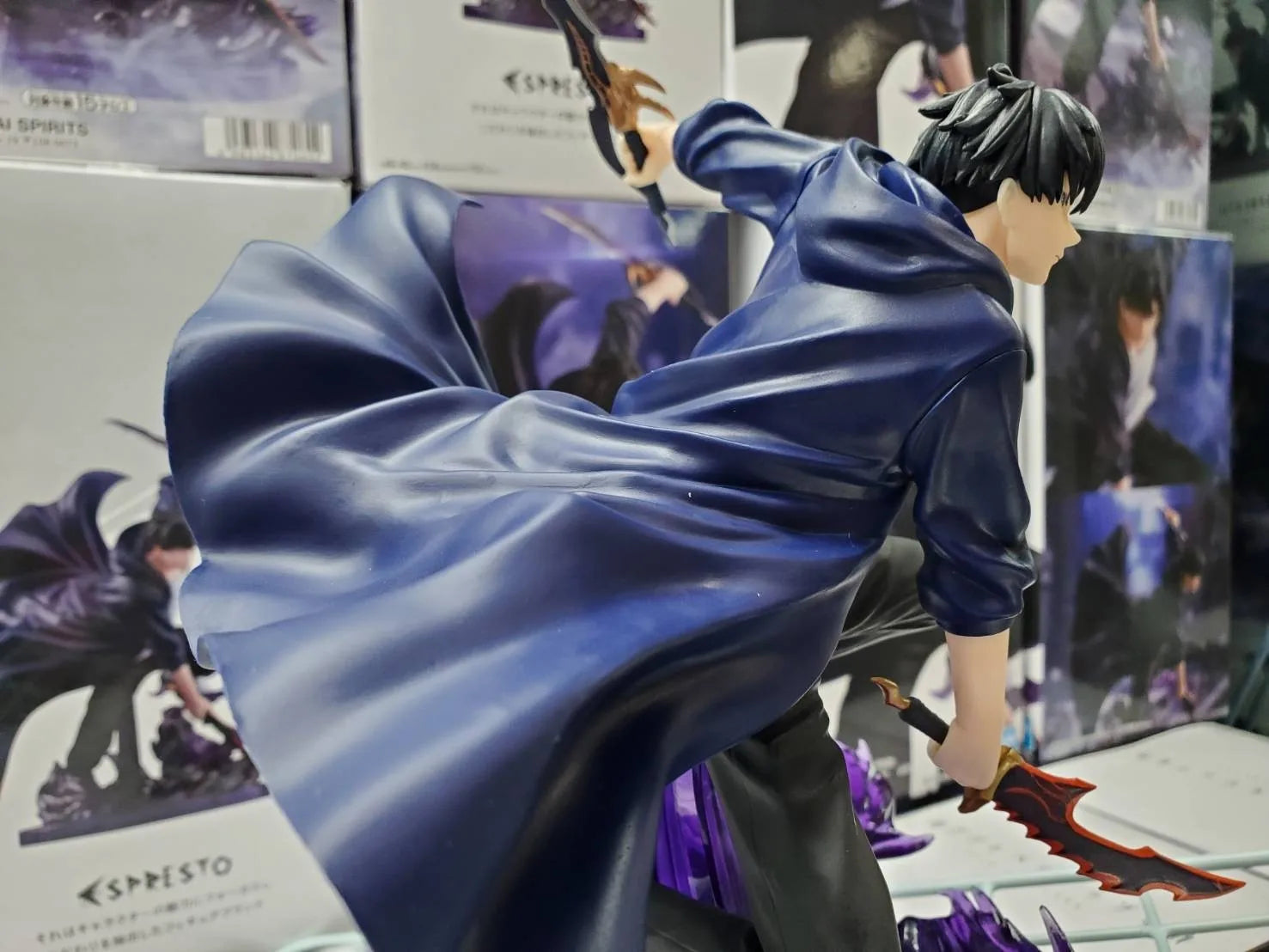BANDAI 13CM Anime solo leveling Figure Sung Jin Woo Animated Edition ESPRESTO Excite Motions-1 Battle Scene Model Toy Doll Gift