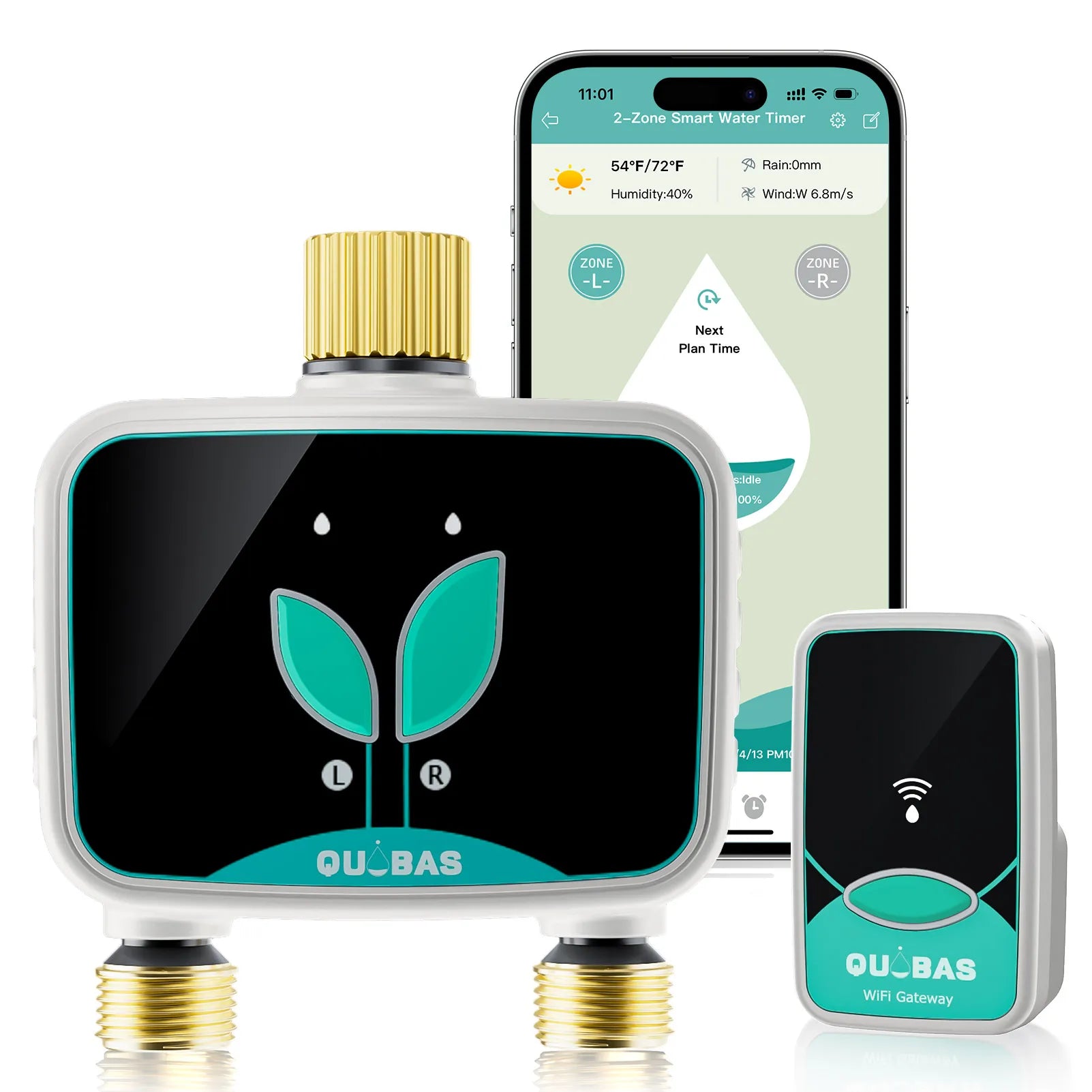 2-Zone Smart Water Timer for Garden Hose with APP Remote Control, Manual Watering, Rain Delay Watering, for Lawn, Garden