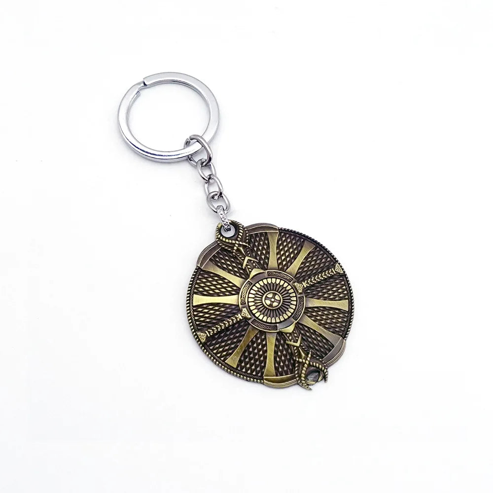 Mini Kratos Sword Key Chain Pendant For Men God of War 9cm Blades of Chaos Tiny Weapon Key Ring with Stand Accessories Keychain