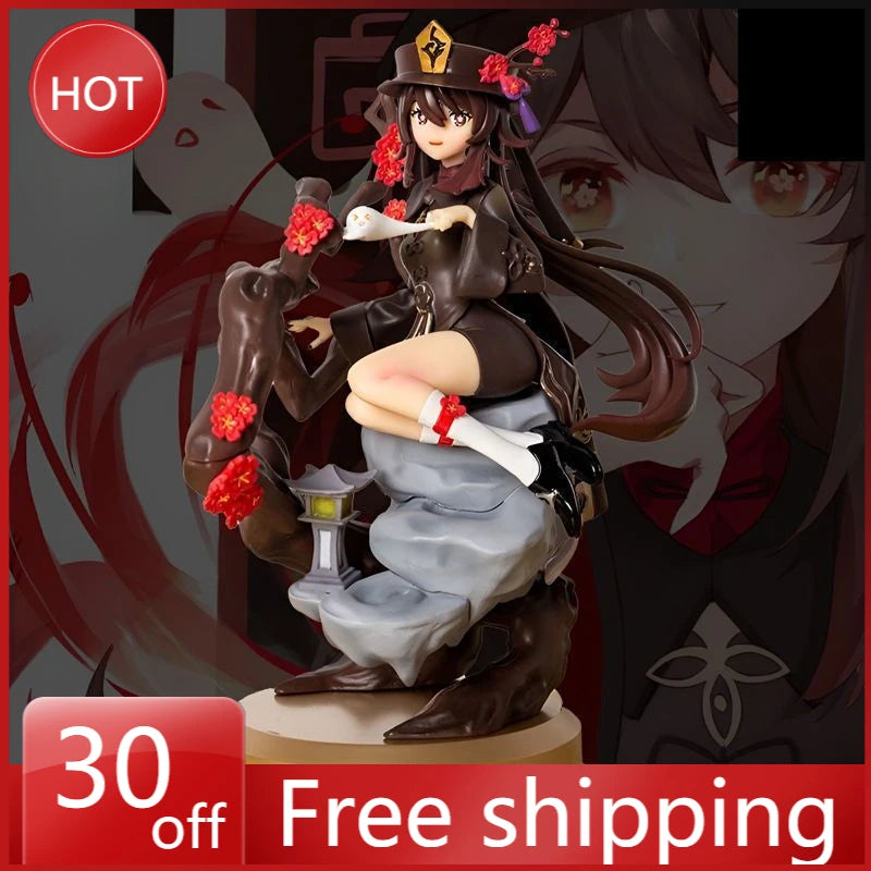 23cm Genshin Impact Anime Figure Hu Tao Hu Tao Ornament Collection Craft Action Figures for Children PVC Model Doll Gift Toys