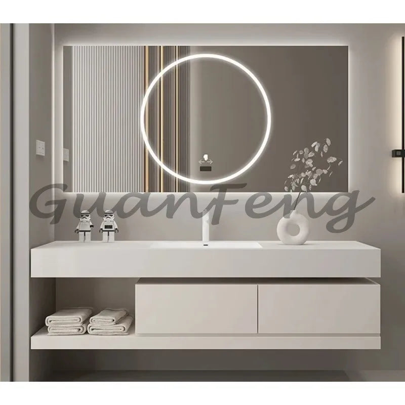 New Design Wall Mounting Modern Black Color And Walnut Color Bathroom Vanity Cabinet