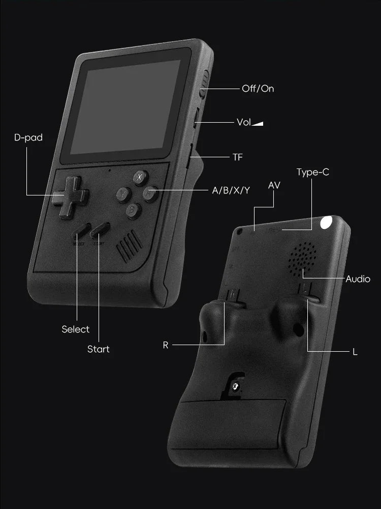 Portable Retro Mini Handheld Game Console with NES/SNES/GBA Emulators - Ideal GB300 Gift for Kids